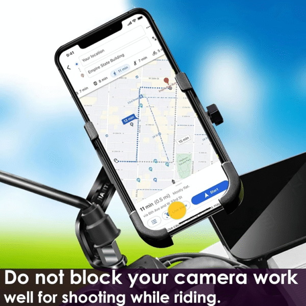 Metal CNC Bike Mount Holder Navigation 360 Degree Rotation Mirror Cradle for All Smartphones Bicycle, Motorcycle, Scooty (Black) - Image 4