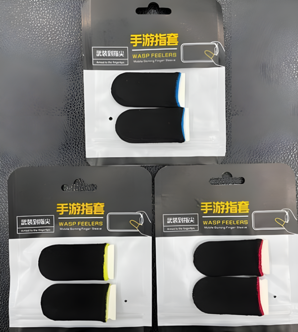 Thumb & Finger Sleeve for Mobile Game (2 Pieces), Pubg, Cod, Freefire - with Black Pouch .