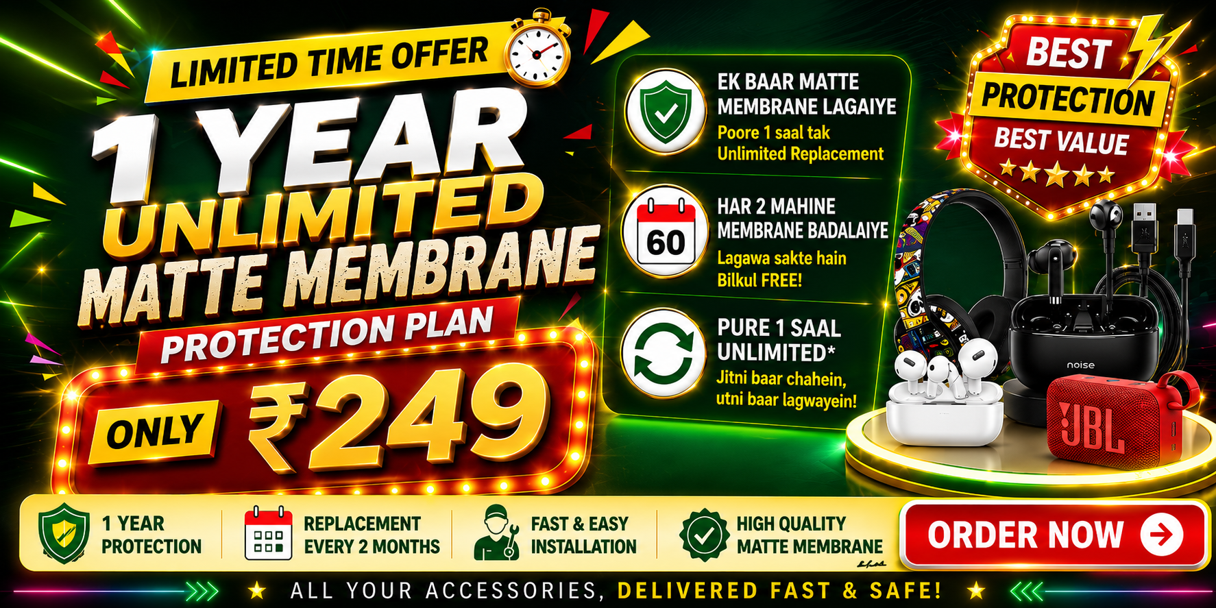1 Year Unlimited MATTE MEMBRANE Membership – ₹249 Only