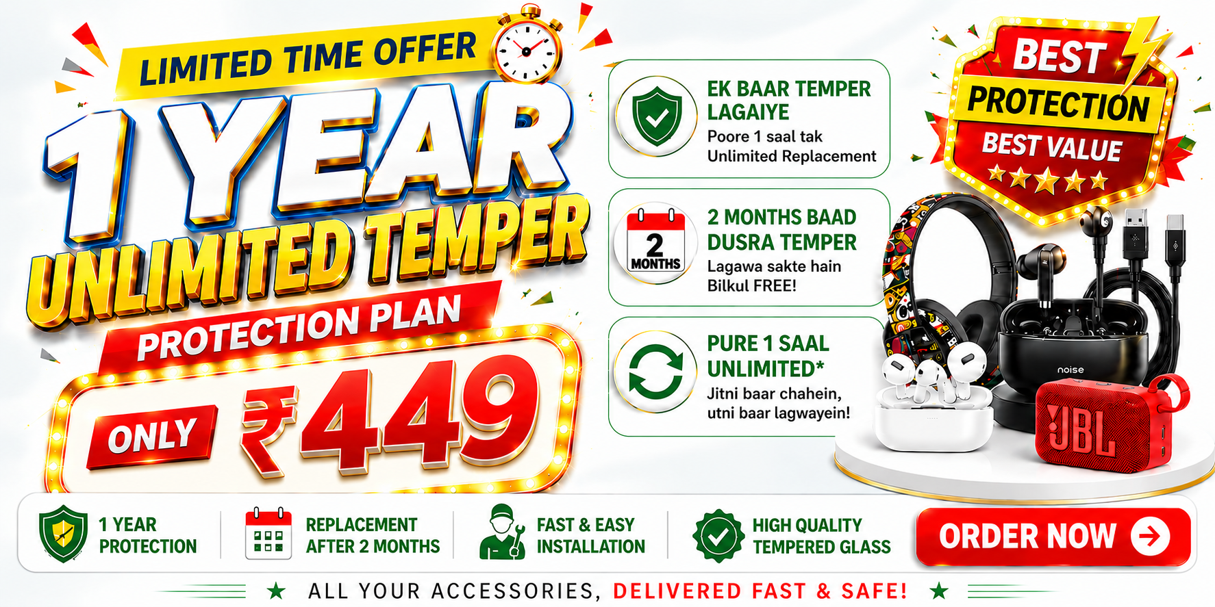 1 Year Unlimited PRIVACY TEMPERED GLASS Membership – ₹449 Only