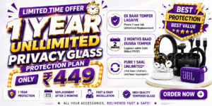 1 Year Unlimited PRIVACY TEMPERED GLASS Membership – ₹449 Only